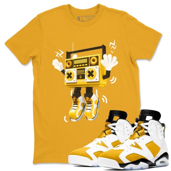 90s Radio Boy - Casual Unisex Cotton Sneaker T-Shirt To Match 6s Yellow Ochre Streetwear Jezsport.com