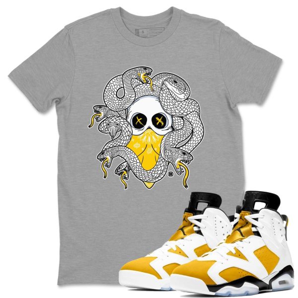 Skull Medusa - Casual Unisex Cotton Sneaker T-Shirt To Match 6s Yellow Ochre Streetwear Jezsport.com