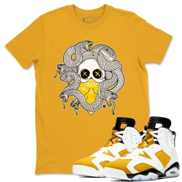 Skull Medusa - Casual Unisex Cotton Sneaker T-Shirt To Match 6s Yellow Ochre Streetwear Jezsport.com