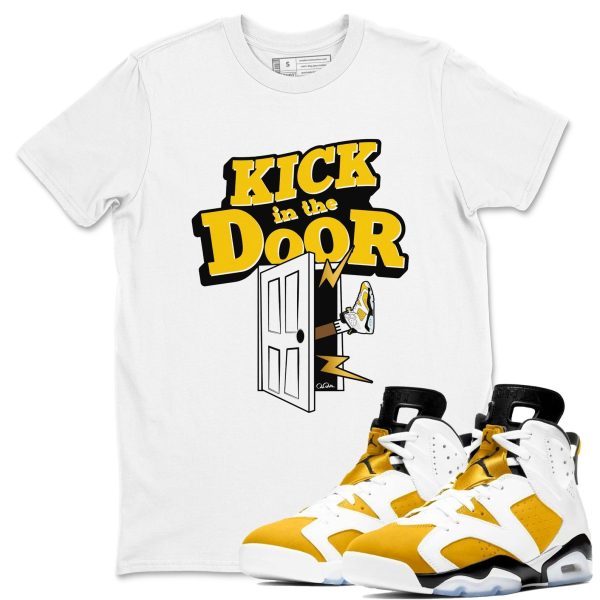 Kick In The Door - Casual Unisex Cotton Sneaker T-Shirt To Match 6s Yellow Ochre Streetwear Jezsport.com