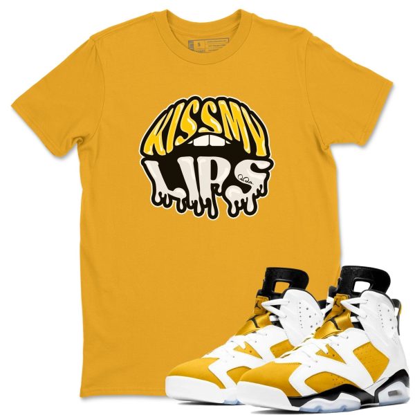 Kiss My Lips - Casual Unisex Cotton Sneaker T-Shirt To Match 6s Yellow Ochre Streetwear Jezsport.com