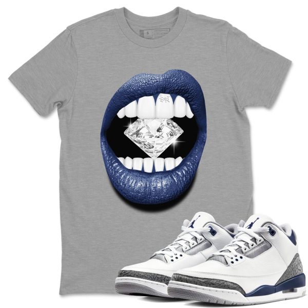 Lips Diamond Sneaker Tee - Casual Unisex Cotton Sneaker T-Shirt To Match 3s Midnight Navy Jezsport.com