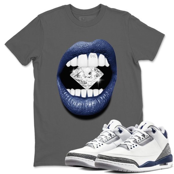 Lips Diamond Sneaker Tee - Casual Unisex Cotton Sneaker T-Shirt To Match 3s Midnight Navy Jezsport.com