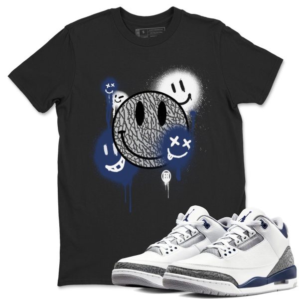 Smile Painting Sneaker Tee - Casual Unisex Cotton Sneaker T-Shirt To Match 3s Midnight Navy Jezsport.com