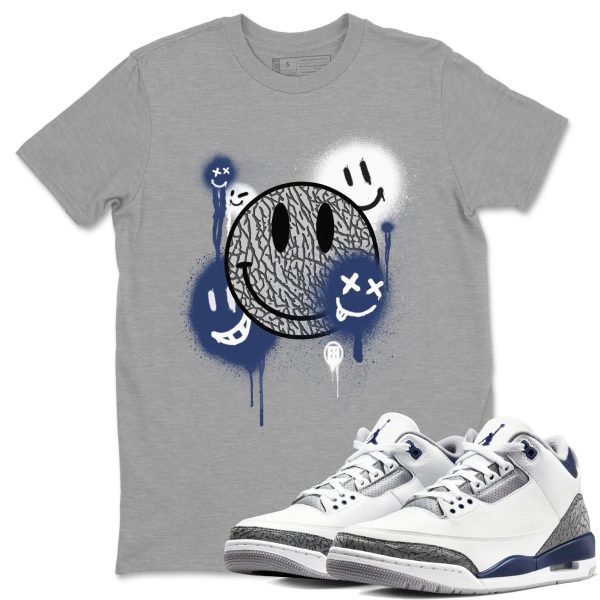 Smile Painting Sneaker Tee - Casual Unisex Cotton Sneaker T-Shirt To Match 3s Midnight Navy Jezsport.com