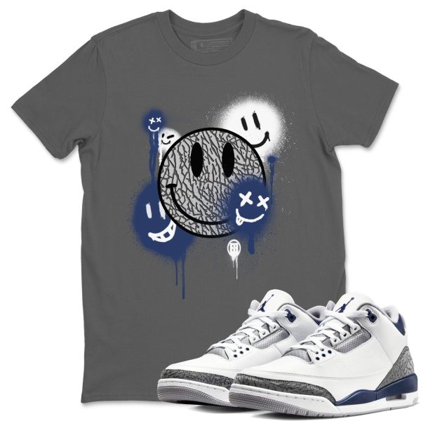 Smile Painting Sneaker Tee - Casual Unisex Cotton Sneaker T-Shirt To Match 3s Midnight Navy Jezsport.com