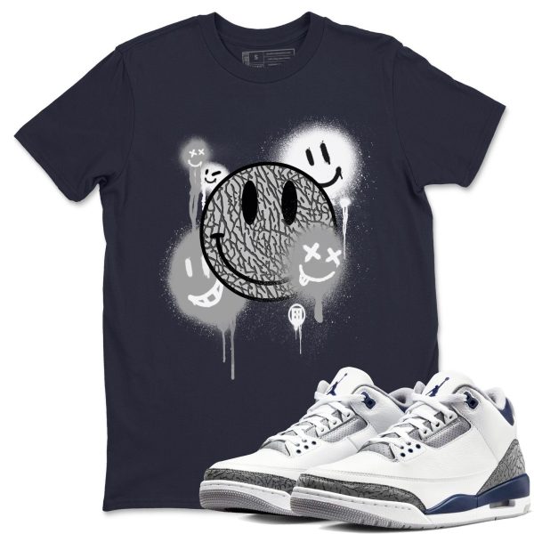 Smile Painting Sneaker Tee - Casual Unisex Cotton Sneaker T-Shirt To Match 3s Midnight Navy Jezsport.com