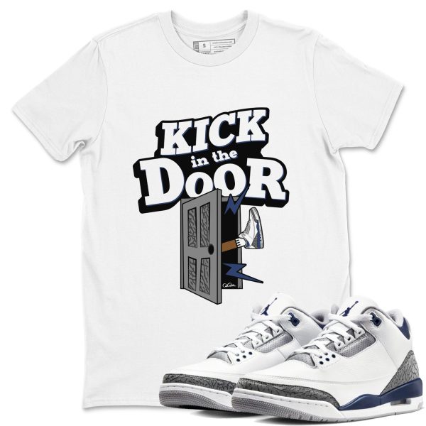 Kick In The Door Sneaker Tee - Casual Unisex Cotton Sneaker T-Shirt To Match 3s Midnight Navy Jezsport.com