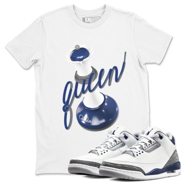 3D Queen Sneaker Tee - Casual Unisex Cotton Sneaker T-Shirt To Match 3s Midnight Navy Jezsport.com