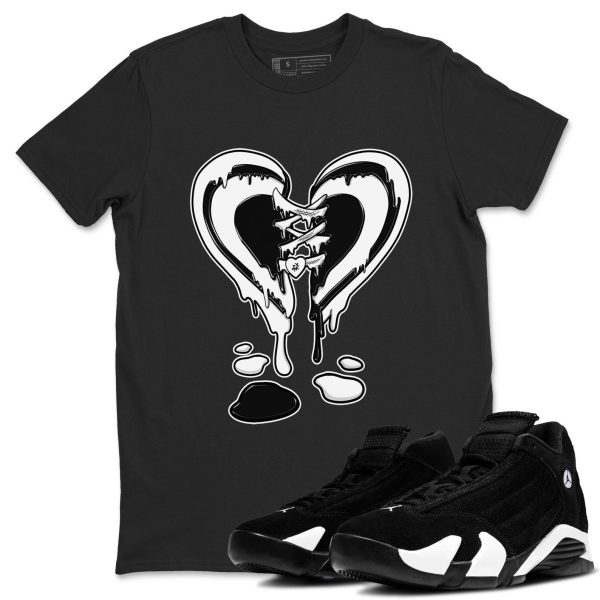 Melting Heart Sneaker Tee - Casual Unisex Cotton Sneaker T-Shirt To Match 14s Black White Jezsport.com