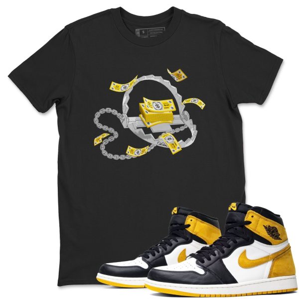 Trap Money - Casual Unisex Cotton Sneaker T-Shirt To Match 1s Yellow Ochre Streetwear Jezsport.com