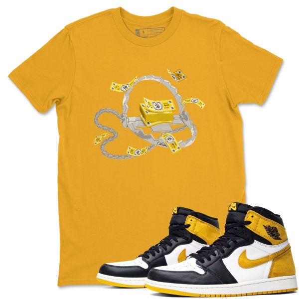 Trap Money - Casual Unisex Cotton Sneaker T-Shirt To Match 1s Yellow Ochre Streetwear Jezsport.com