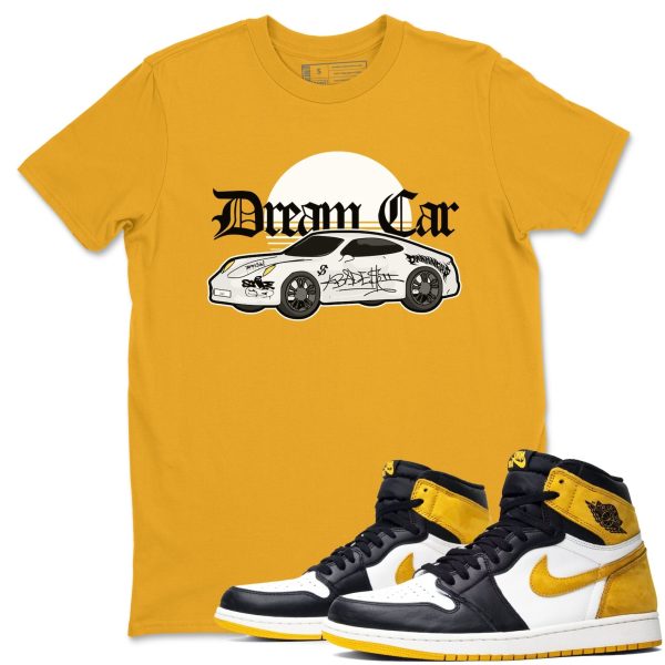 Dream Car - Casual Unisex Cotton Sneaker T-Shirt To Match 1s Yellow Ochre Streetwear Jezsport.com