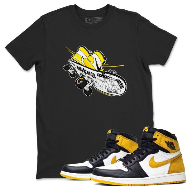 Skateboard Sneaker Tee - Casual Unisex Cotton Sneaker T-Shirt To Match 1s Yellow Ochre Streetwear Jezsport.com