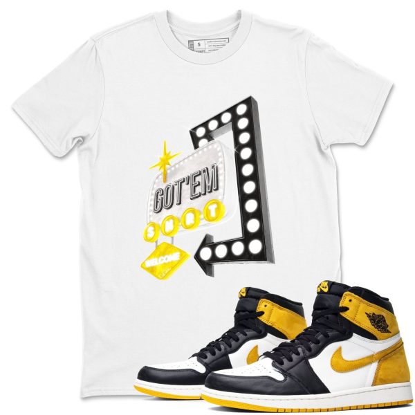 Retro Neon Sign Sneaker Tee - Casual Unisex Cotton Sneaker T-Shirt To Match 1s Yellow Ochre Streetwear Jezsport.com