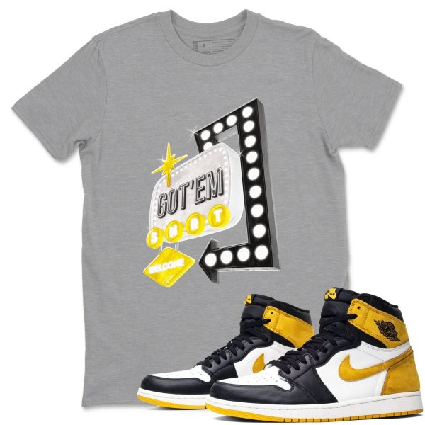 Retro Neon Sign Sneaker Tee - Casual Unisex Cotton Sneaker T-Shirt To Match 1s Yellow Ochre Streetwear Jezsport.com