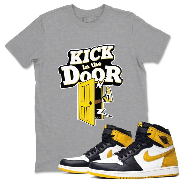 Kick In The Door Sneaker Tee - Casual Unisex Cotton Sneaker T-Shirt To Match 1s Yellow Ochre Streetwear Jezsport.com