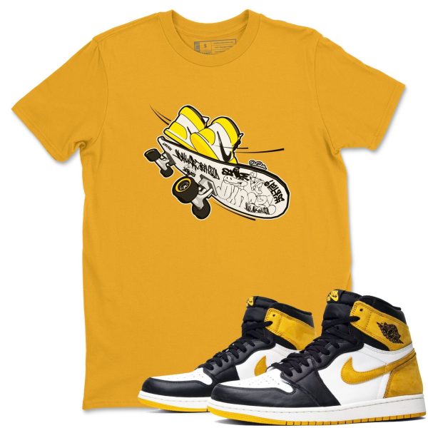 Skateboard Sneaker Tee - Casual Unisex Cotton Sneaker T-Shirt To Match 1s Yellow Ochre Streetwear Jezsport.com