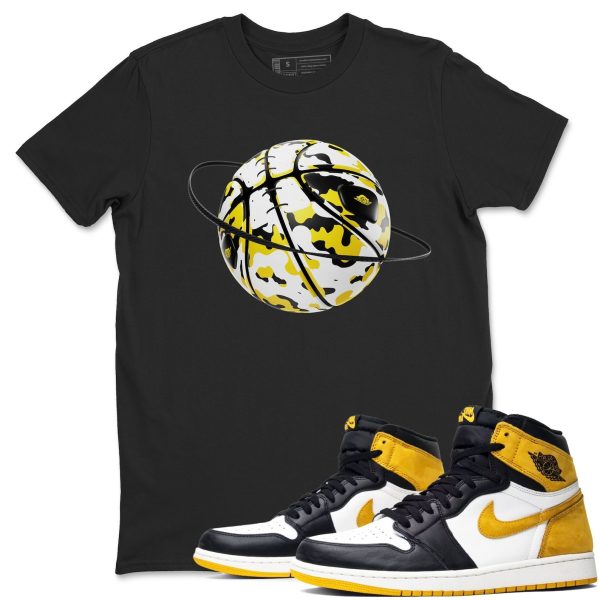 Camo Basketball Planet Sneaker Tee - Casual Unisex Cotton Sneaker T-Shirt To Match 1s Yellow Ochre Streetwear Jezsport.com