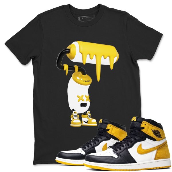 3D Paint Roller Sneaker Tee - Casual Unisex Cotton Sneaker T-Shirt To Match 1s Yellow Ochre Streetwear Jezsport.com