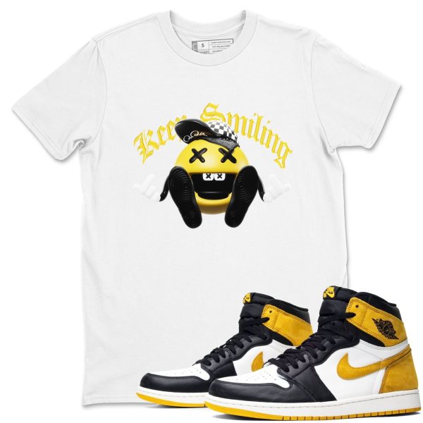 Keep Smiling Sneaker Tee - Casual Unisex Cotton Sneaker T-Shirt To Match 1s Yellow Ochre Streetwear Jezsport.com