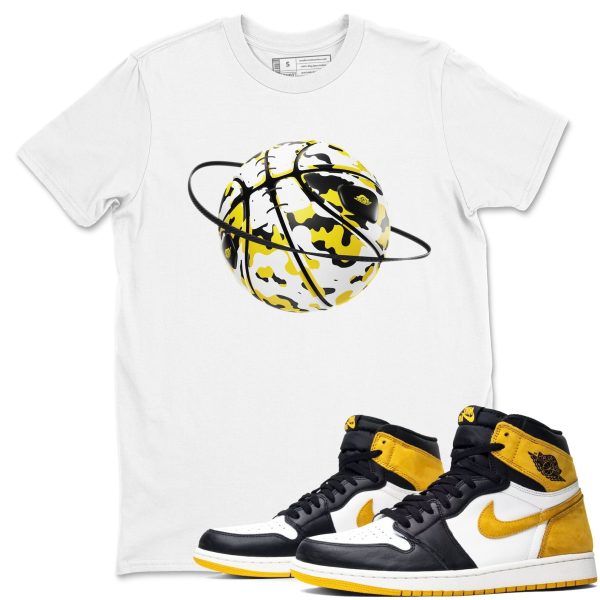 Camo Basketball Planet Sneaker Tee - Casual Unisex Cotton Sneaker T-Shirt To Match 1s Yellow Ochre Streetwear Jezsport.com