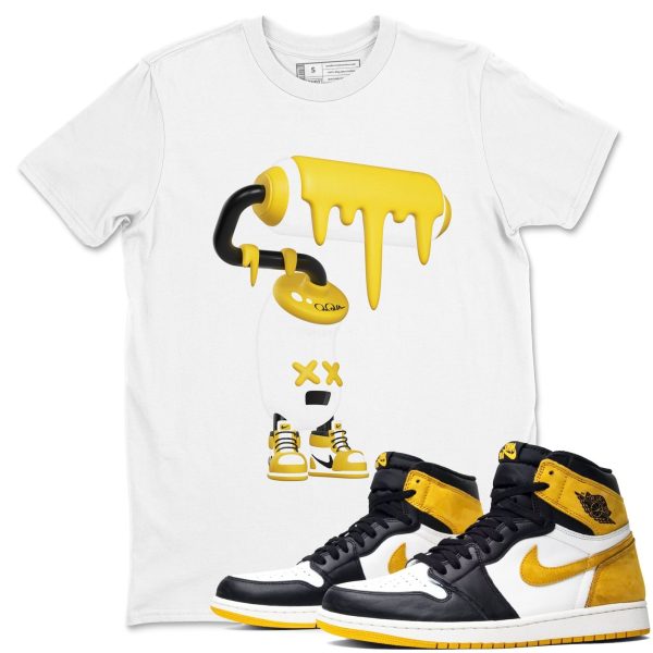 3D Paint Roller Sneaker Tee - Casual Unisex Cotton Sneaker T-Shirt To Match 1s Yellow Ochre Streetwear Jezsport.com