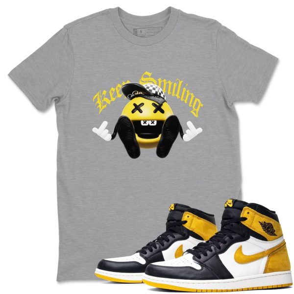 Keep Smiling Sneaker Tee - Casual Unisex Cotton Sneaker T-Shirt To Match 1s Yellow Ochre Streetwear Jezsport.com