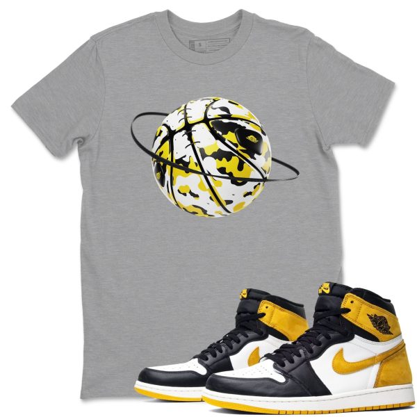 Camo Basketball Planet Sneaker Tee - Casual Unisex Cotton Sneaker T-Shirt To Match 1s Yellow Ochre Streetwear Jezsport.com