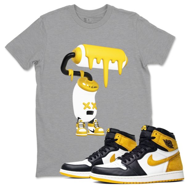 3D Paint Roller Sneaker Tee - Casual Unisex Cotton Sneaker T-Shirt To Match 1s Yellow Ochre Streetwear Jezsport.com