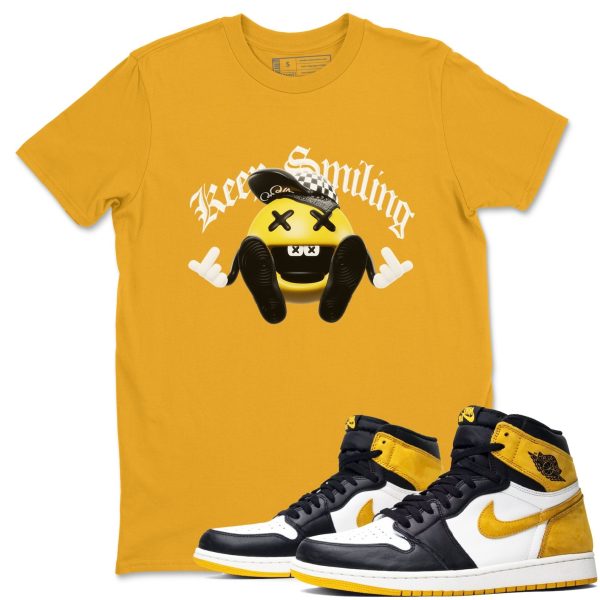 Keep Smiling Sneaker Tee - Casual Unisex Cotton Sneaker T-Shirt To Match 1s Yellow Ochre Streetwear Jezsport.com