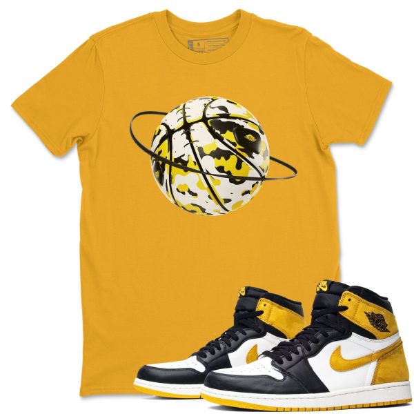 Camo Basketball Planet Sneaker Tee - Casual Unisex Cotton Sneaker T-Shirt To Match 1s Yellow Ochre Streetwear Jezsport.com