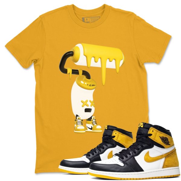 3D Paint Roller Sneaker Tee - Casual Unisex Cotton Sneaker T-Shirt To Match 1s Yellow Ochre Streetwear Jezsport.com