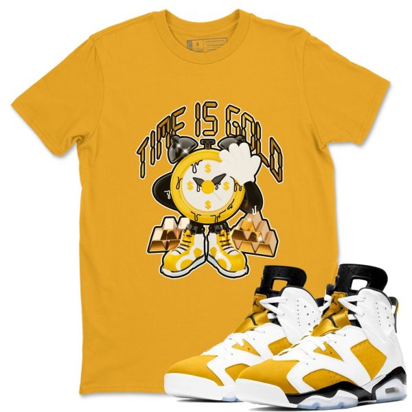 Time Is Gold Sneaker Tee - Casual Unisex Cotton Sneaker T-Shirt To Match 6s Yellow Ochre Streetwear Jezsport.com