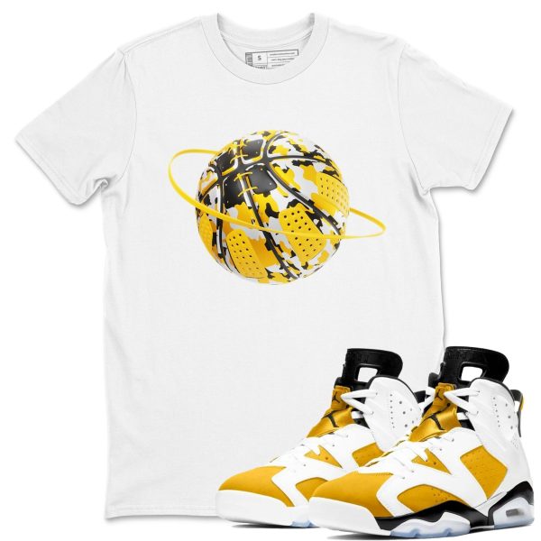 Camo Basketball Planet Sneaker Tee - Casual Unisex Cotton Sneaker T-Shirt To Match 6s Yellow Ochre Streetwear Jezsport.com