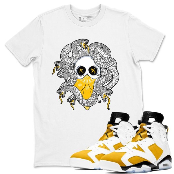 Skull Medusa - Casual Unisex Cotton Sneaker T-Shirt To Match 6s Yellow Ochre Streetwear Jezsport.com