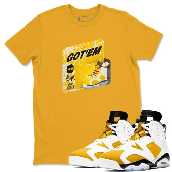 Vintage Toy Packaging - Casual Unisex Cotton Sneaker T-Shirt To Match 6s Yellow Ochre Streetwear Jezsport.com