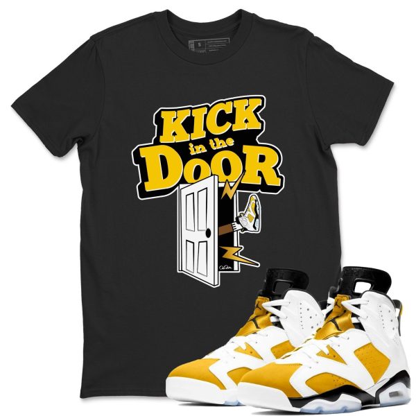 Kick In The Door - Casual Unisex Cotton Sneaker T-Shirt To Match 6s Yellow Ochre Streetwear Jezsport.com