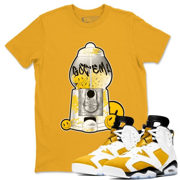 Gumball Machine - Casual Unisex Cotton Sneaker T-Shirt To Match 6s Yellow Ochre Streetwear Jezsport.com