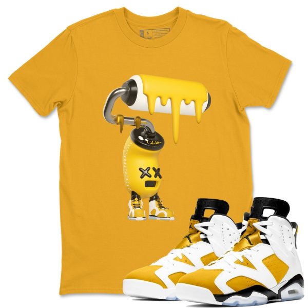 3D Paint Roller -Casual Unisex Cotton Sneaker T-Shirt To Match 6s Yellow Ochre Streetwear Jezsport.com