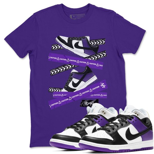 Caution Tape Sneaker Tee - Casual Unisex Cotton Sneaker T-Shirt To Match Dunks Court Purple Jezsport.com