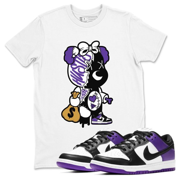 Stitched Hustle Bear Sneaker Tee - Casual Unisex Cotton Sneaker T-Shirt To Match Dunks Court Purple Jezsport.com