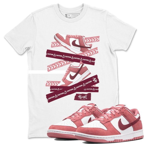 Caution Tape Unisex Crew Neck Sneaker Matching Tee Shirt To Match Dunks Valentine's Day 2026 Jezsport.com