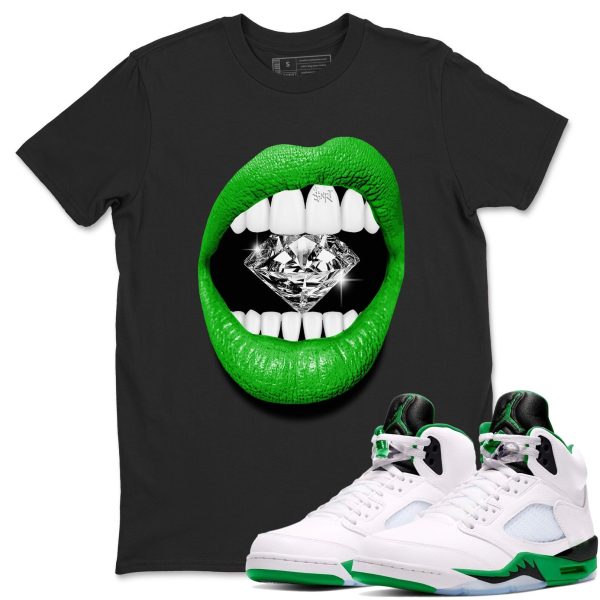 Lips Diamond - Unisex Crew Neck Sneaker Matching Tee Shirt To Match 5s Lucky Green Jezsport.com