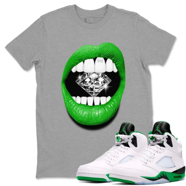 Lips Diamond - Unisex Crew Neck Sneaker Matching Tee Shirt To Match 5s Lucky Green Jezsport.com