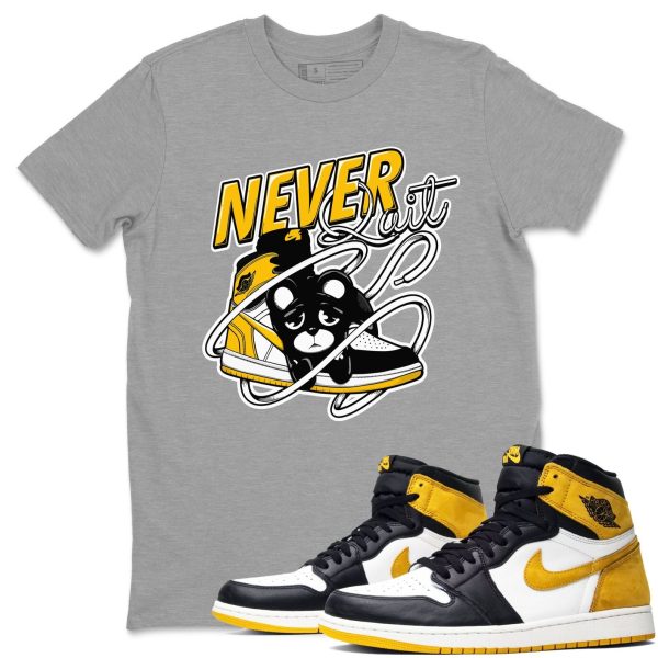 Never Quit Sneaker Tee - Unisex Cotton Sneaker Shirts To Match Jordans 1s Yellow Ochre Jezsport.com