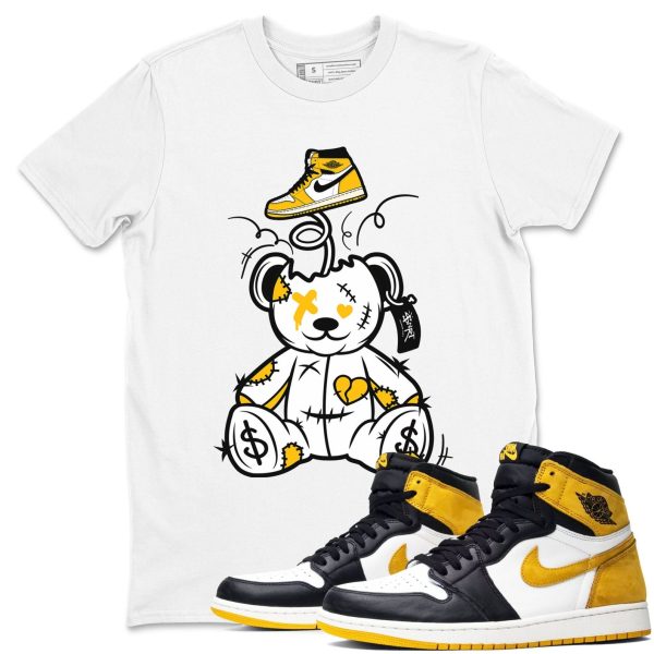 Surprise Teddy Bear Sneaker Tee - Sneaker Shirts To Match Jordans Unisex Cotton Sneaker Shirts To Match Jordans 1s Yellow Ochre Jezsport.com