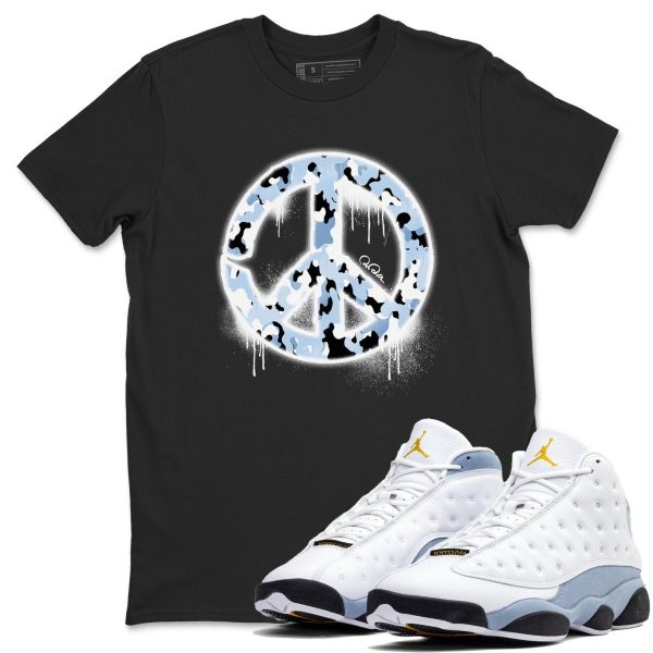 Peace Sign Sneaker Tee - Unisex Cotton Sneaker Shirts To Match Jordans 13s Blue Grey Jezsport.com