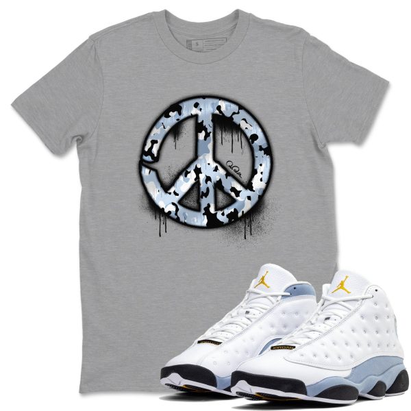 Peace Sign Sneaker Tee - Unisex Cotton Sneaker Shirts To Match Jordans 13s Blue Grey Jezsport.com