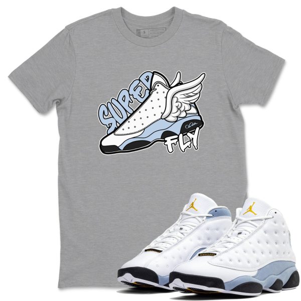 Super Fly Sneaker Tee - Sneaker Shirts To Match Jordans Unisex Cotton Sneaker Shirts To Match Jordans 13s Blue Grey Jezsport.com